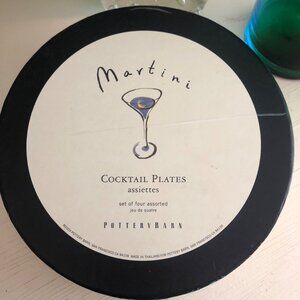 Vintage Pottery Barn Martini Cocktail Plates set of four